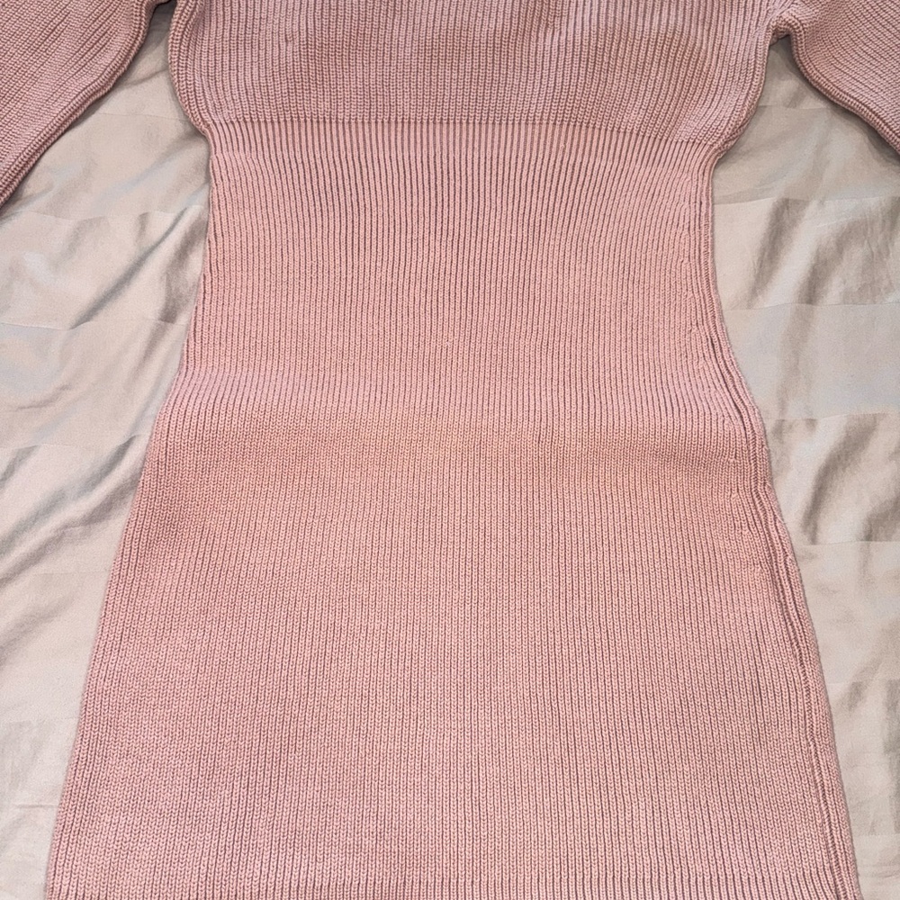Elegant Pink Long Sleeve Dress - MAUVE - Picture 4 of 4